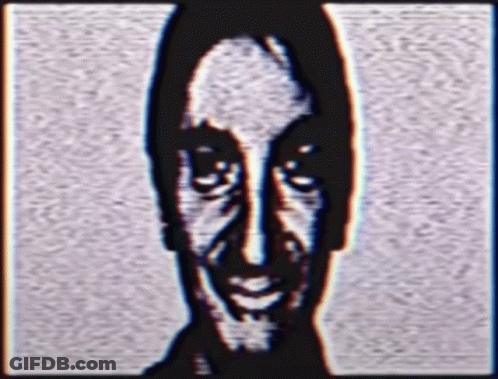 A Black And White Drawing Of A Man 'S Face With His Eyes Closed GIF