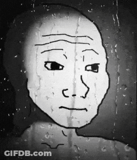 A Black And White Drawing Of A Man 'S Face With Tears Coming Down His Face . GIF