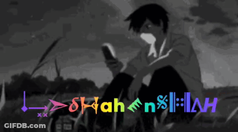A Black And White Drawing Of A Man Sitting In The Grass Looking At A Cell Phone GIF