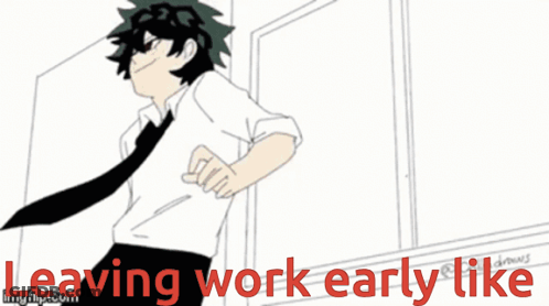A Black And White Drawing Of A Man Sitting On A Window Sill With The Words Leaving Work Early Like Below Him GIF