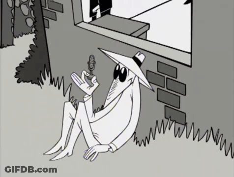 A Black And White Drawing Of A Man Sitting On The Ground Holding A Microphone GIF