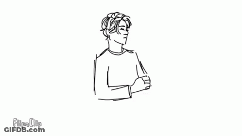 A Black And White Drawing Of A Man Standing With His Hands Folded . GIF