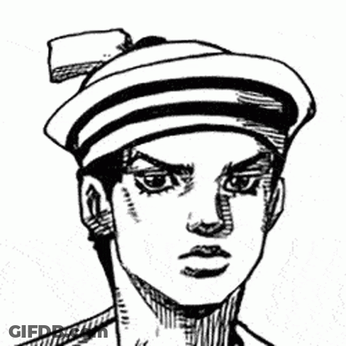 A Black And White Drawing Of A Man Wearing A Hat And A Bow . GIF