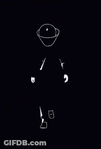 A Black And White Drawing Of A Man Wearing A Helmet And A Cone On His Head . GIF
