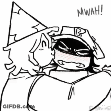 A Black And White Drawing Of A Man Wearing A Party Hat . GIF