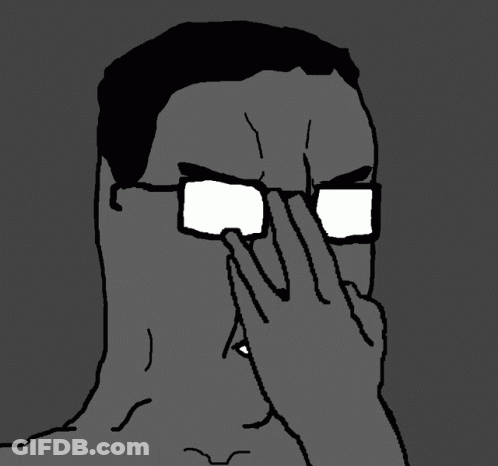 A Black And White Drawing Of A Man Wearing Glasses GIF