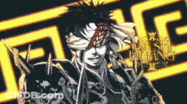 A Black And White Drawing Of A Man With A Bandage Around His Eyes GIF