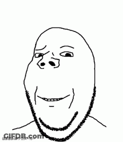 A Black And White Drawing Of A Man With A Beard Smiling GIF