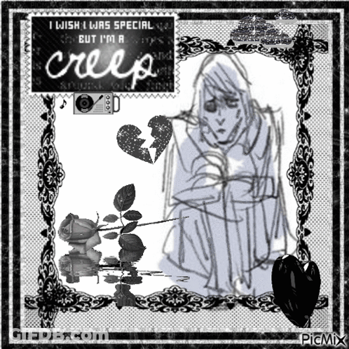 A Black And White Drawing Of A Man With A Broken Heart And The Words I Wish I Was Special GIF