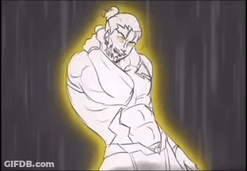 A Black And White Drawing Of A Man With A Bun On His Head And A Ponytail . GIF
