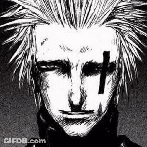 Black And White Drawing Man With Cross Tattoo GIF