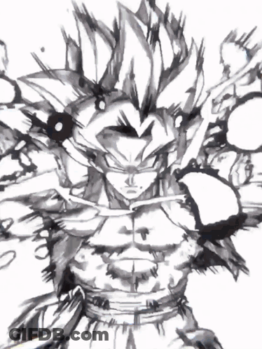 A Black And White Drawing Of A Man With A Lot Of Hair GIF