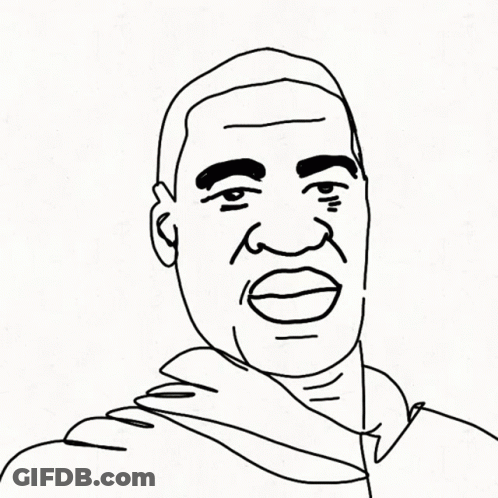 A Black And White Drawing Of A Man With A Smile On His Face . GIF