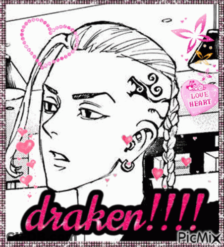 A Black And White Drawing Of A Man With A Tattoo On His Face And A Braided Hair . GIF