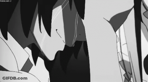 A Black And White Drawing Of A Man With A Tear Running Down His Face GIF