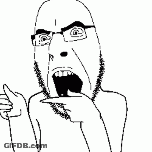 A Black And White Drawing Of A Man With Glasses And A Beard Making A Funny Face . GIF