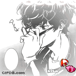 A Black And White Drawing Of A Man With Glasses And A Heart On His Head GIF
