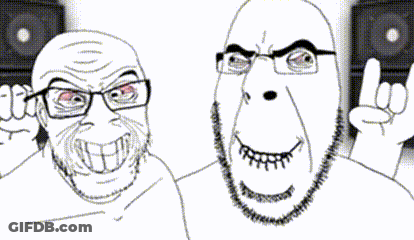 A Black And White Drawing Of A Man With Glasses And A Skull Behind Him GIF