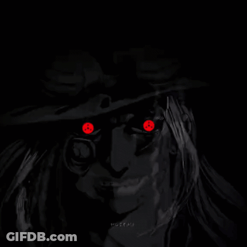 A Black And White Drawing Of A Man With Red Eyes And The Word Vozena Written On The Bottom GIF