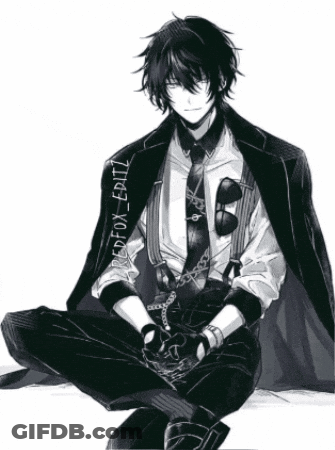 A Black And White Drawing Of A Man With The Name Redfox_epitz Written On The Bottom GIF
