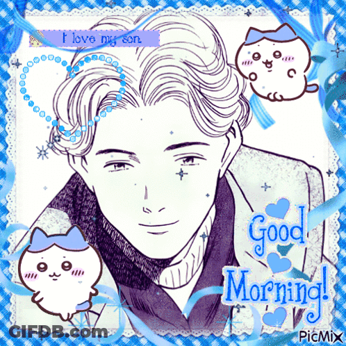 A Black And White Drawing Of A Man With The Words Good Morning GIF
