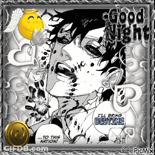 A Black And White Drawing Of A Man With The Words " I 'Ll Bring Bedtime " On The Bottom GIF
