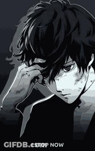 A Black And White Drawing Of A Man With The Words " I Stop Now " On The Bottom GIF