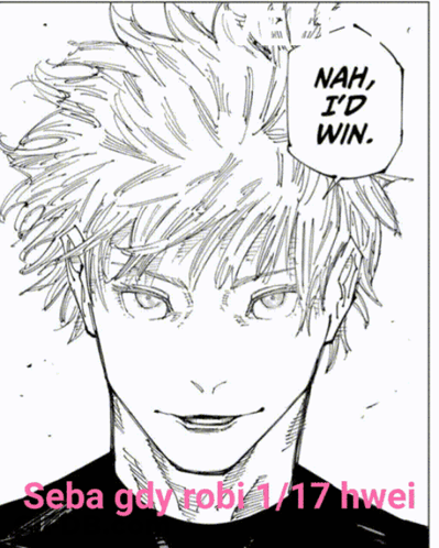 A Black And White Drawing Of A Man With The Words Nah I 'D Win Above Him GIF