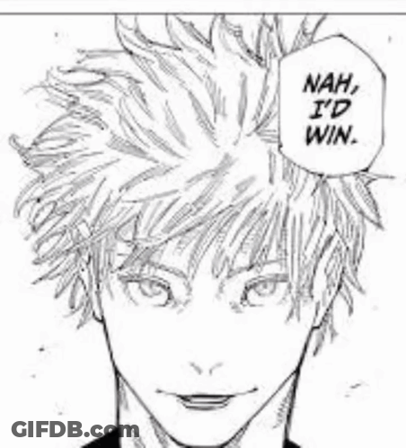 A Black And White Drawing Of A Man With The Words Nah I 'D Win Behind Him GIF