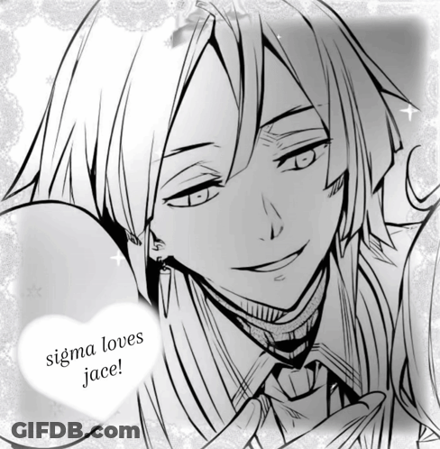 A Black And White Drawing Of A Man With The Words Sigma Loves Jace GIF