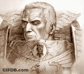 Black And White Drawing Man With Wings And Fist GIF