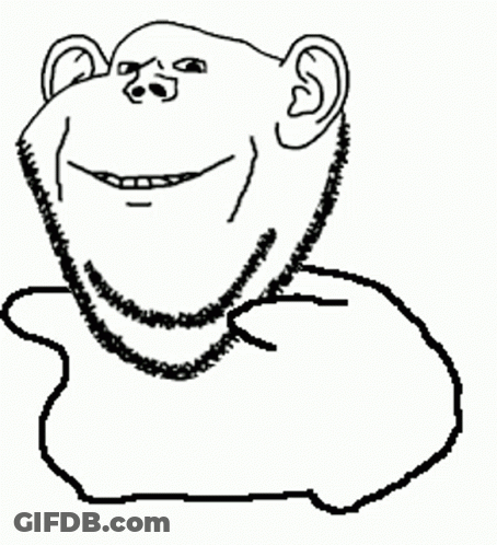 A Black And White Drawing Of A Monkey With A Beard And A Necklace . GIF