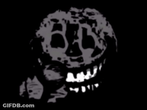 A Black And White Drawing Of A Monster With A Big Smile GIF
