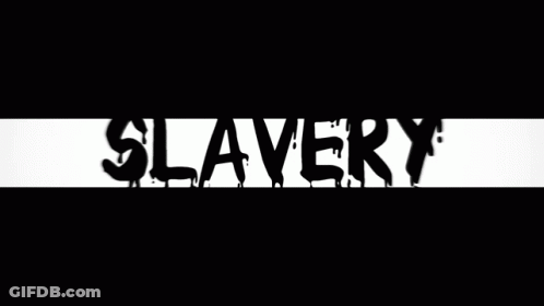 A Black And White Drawing Of A Panda And The Word Slavery GIF