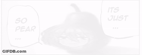 A Black And White Drawing Of A Pear With A Girl 'S Face On It And The Words `` So Pear '' . GIF