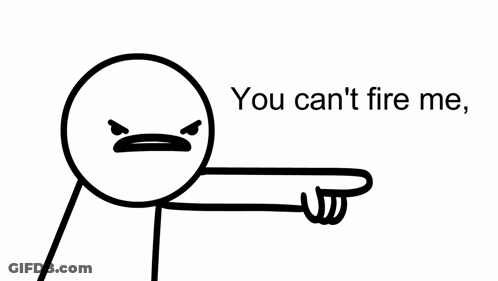 A Black And White Drawing Of A Penguin With The Words You 'Re Fired Below It GIF
