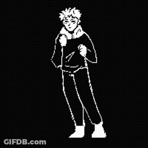 A Black And White Drawing Of A Person Dancing In A Pixel Art Style . GIF