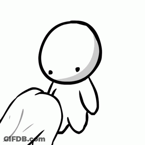 A Black And White Drawing Of A Person Holding A Blanket GIF