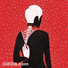 A Black And White Drawing Of A Person 'S Back With A Hand Holding It GIF