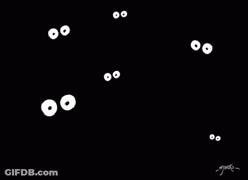 A Black And White Drawing Of A Person 'S Eyes Looking Out Of A Hole . GIF