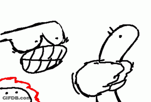 A Black And White Drawing Of A Person 'S Face And A Bird 'S Head GIF