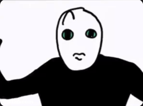 A Black And White Drawing Of A Person 'S Face With A Green Mouth GIF