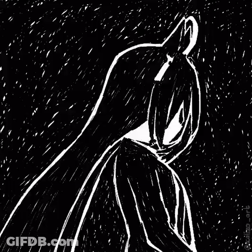 A Black And White Drawing Of A Person 'S Face With A Large Eye . GIF