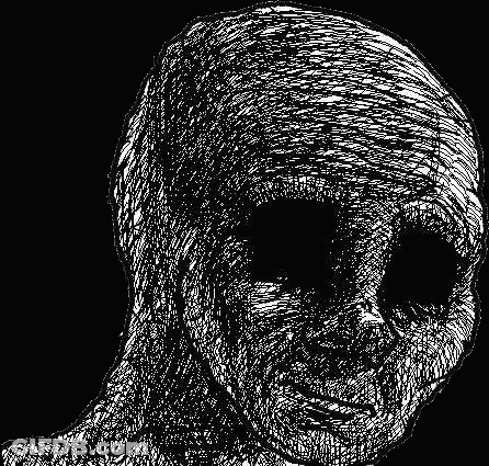 A Black And White Drawing Of A Person 'S Face With A Strange Look On It . GIF