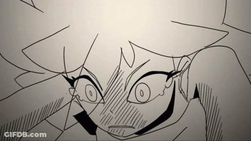 A Black And White Drawing Of A Person 'S Face With A Surprised Look On Their Face GIF