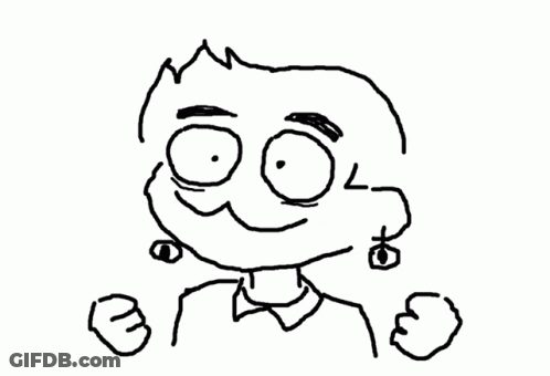 A Black And White Drawing Of A Person 'S Face With Big Eyes GIF