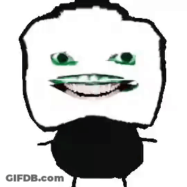 A Black And White Drawing Of A Person 'S Face With Green Eyes And A Beard . GIF