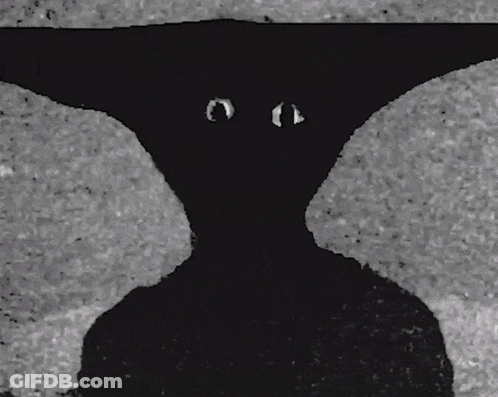 A Black And White Drawing Of A Person 'S Face With Their Eyes Visible GIF