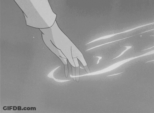 A Black And White Drawing Of A Person 'S Hand Reaching For Something GIF