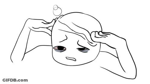 A Black And White Drawing Of A Person Scratching Their Head With Their Hands GIF